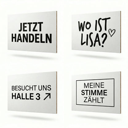 Individuell gestaltetes Pappschild mit buntem Druck auf DIN A2